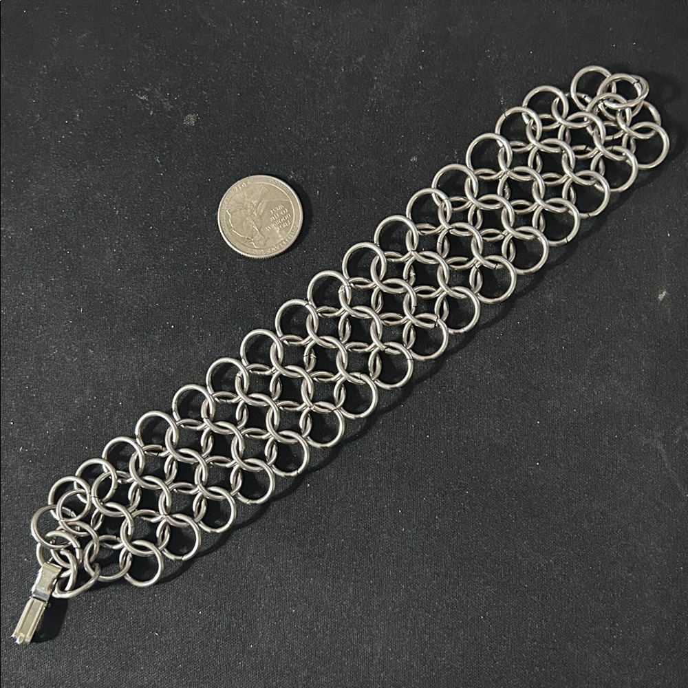Wide Handmade Stainless Steel Chainmail Bracelet/Anklet Ren Faire Men/Women